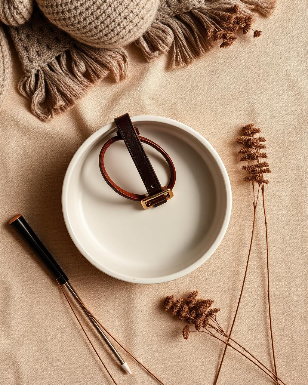 A flat lay of premium pet accessories